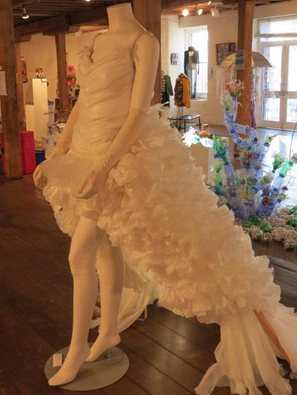 Dress made from plastic bags