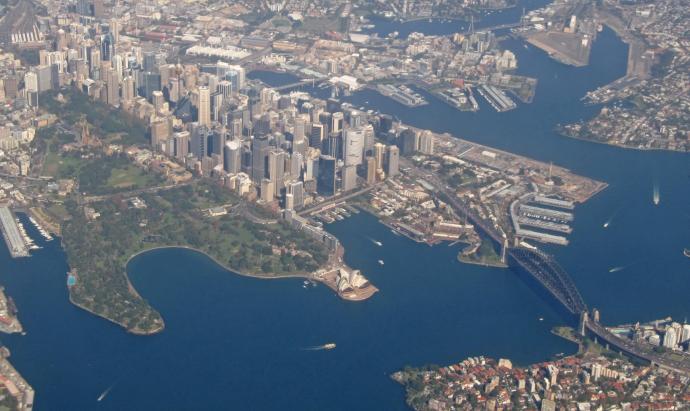 Sydney Harbour, can you see the opera House and the Bridge?