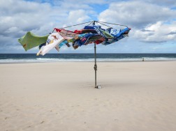 Iconic Hill's Hoist with beach towels